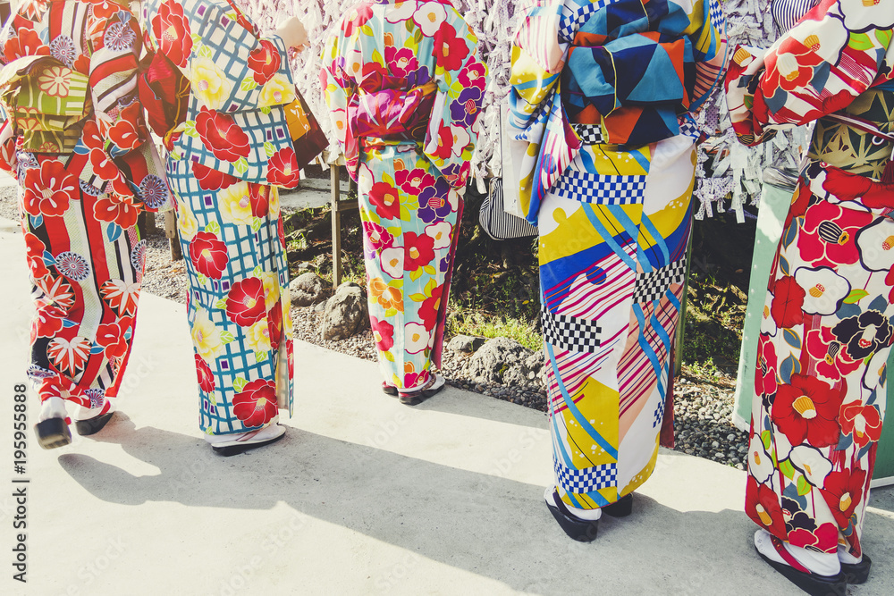 Japan Women wear Kimomo Colourful fabric Tradition custom fashion culture