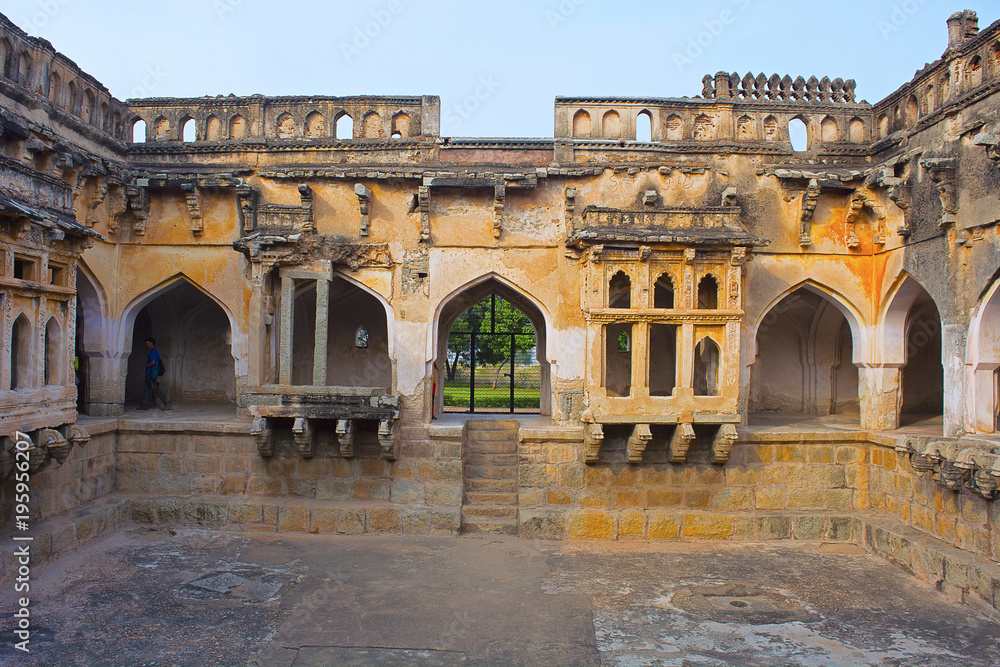 Interior view of Queens Bath. Royal Center Or Royal enclosure. Hampi, Karnataka