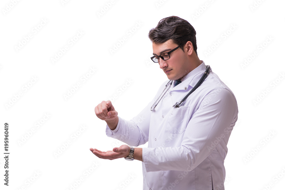 Young male doctor isolated on white background Young male doctor isolated on white background