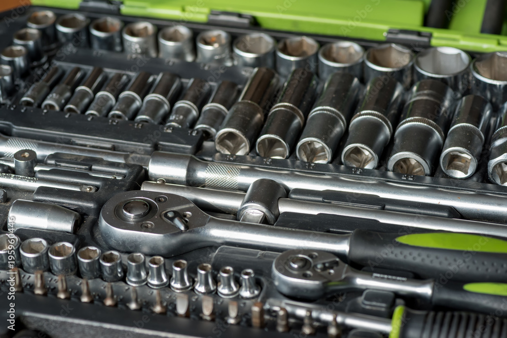 Set of tools for car repair in box Set of tools for car repair in box