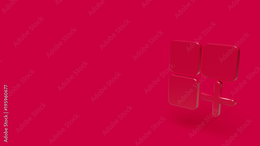 3D Icon of application isolated on a red background. 3D Icon of application isolated on a red background.