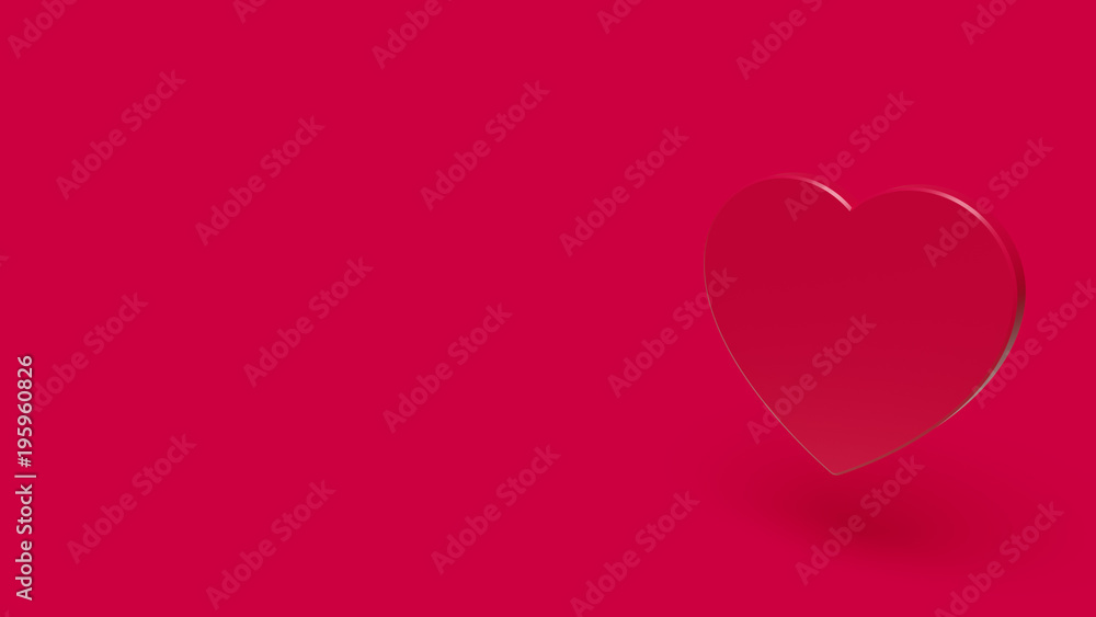 3D Icon of heart isolated on a red background.