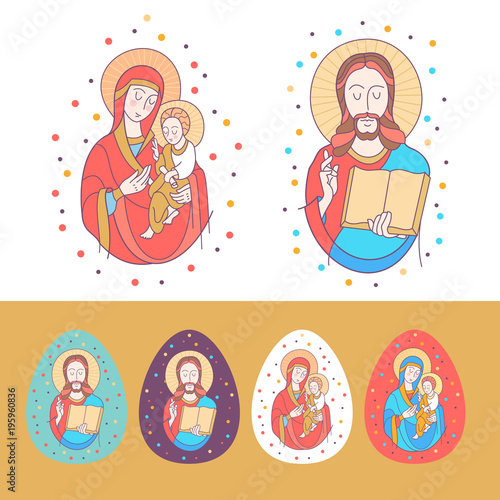 Happy Easter! Vector illustration.  Jesus Christ. Easter egg. photo