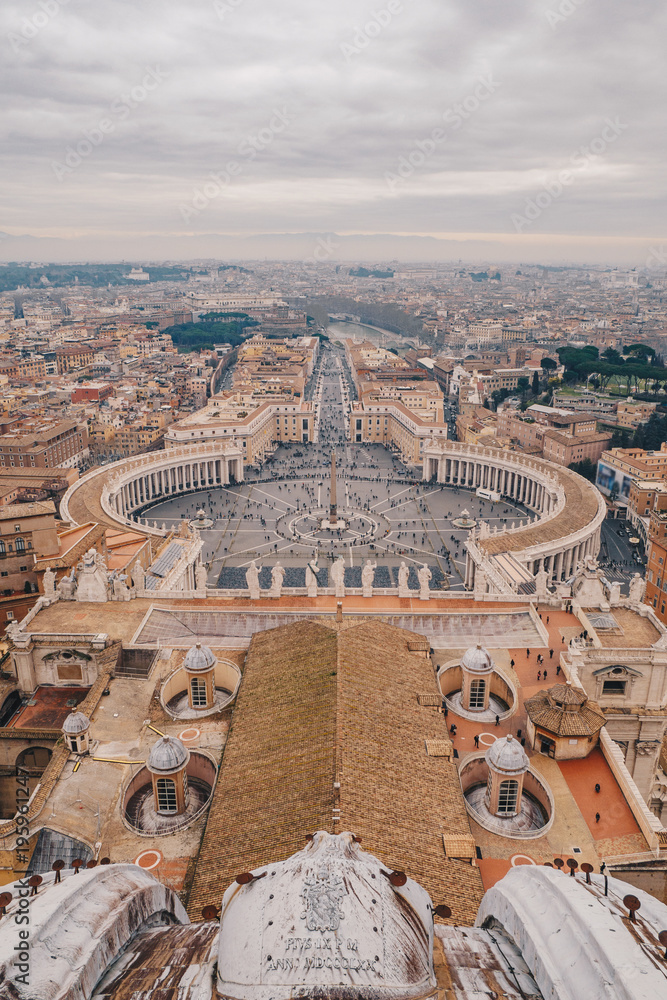 Panorama of Rome Saint Peter's Square as seen from the air