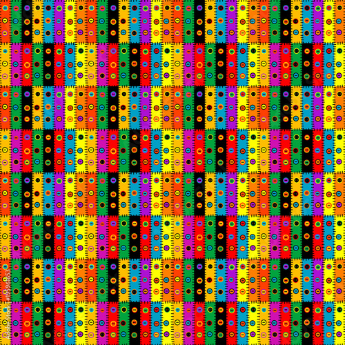Colorful patchwork background with buttons