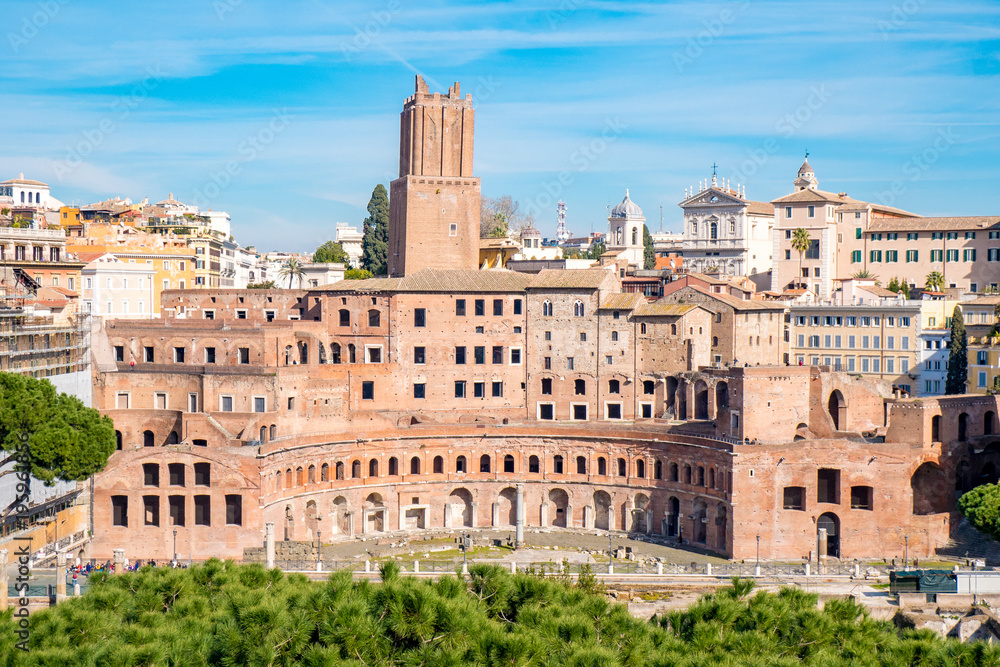 Aerial view of Trajan's Market in Rome, Italy