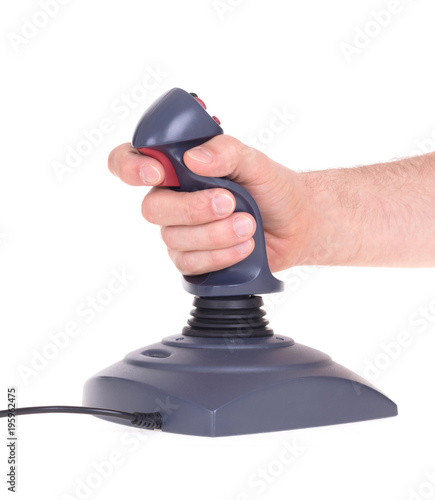 Hand holding gaming joystick
