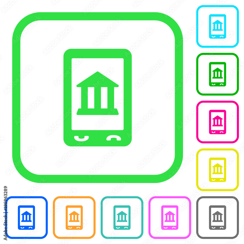 Mobile banking vivid colored flat icons Mobile banking vivid colored flat icons