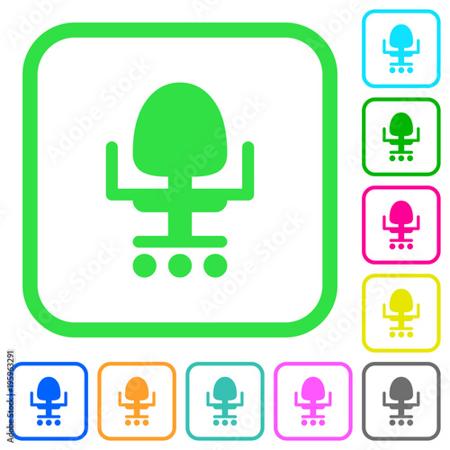 Office chair vivid colored flat icons