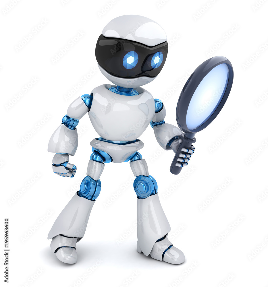 Search white robot and lens Search white robot and lens
