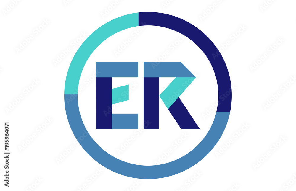 ER Global Blue Ribbon letter Logo ER Global Blue Ribbon letter Logo