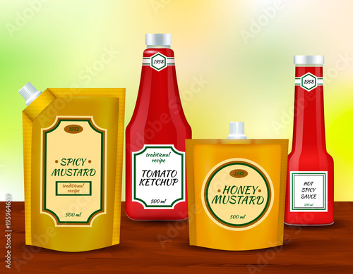 Sauce Bottles Packages Realistic Set 