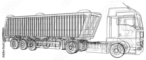 Vector dump truck. Tipper lorry on transparent background. racing illustration of 3d. EPS 10 vector format