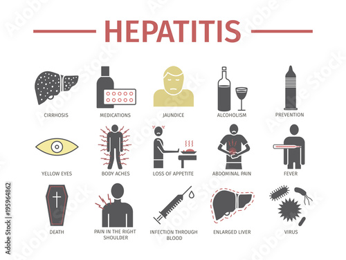 Hepatitis icon Infographics. Vector signs for web graphics.