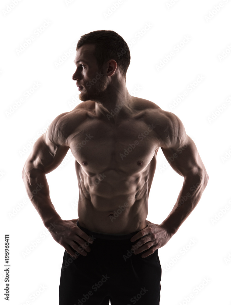 Silhouette of a bodybuilder on a white background Silhouette of a bodybuilder on a white background