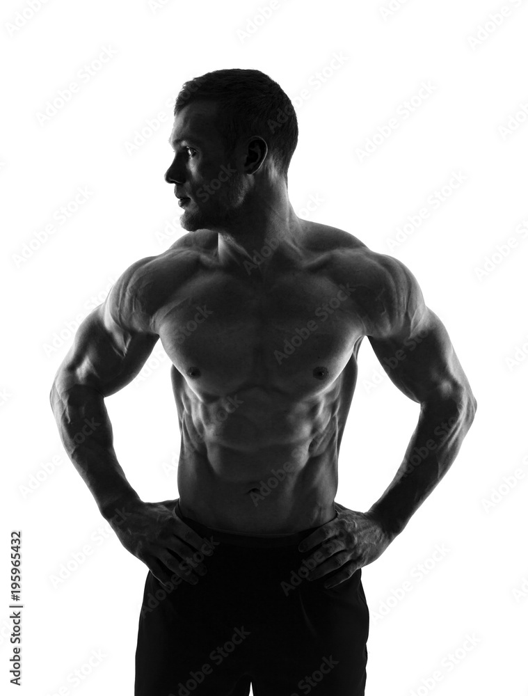 Silhouette of a bodybuilder on a white background Silhouette of a bodybuilder on a white background