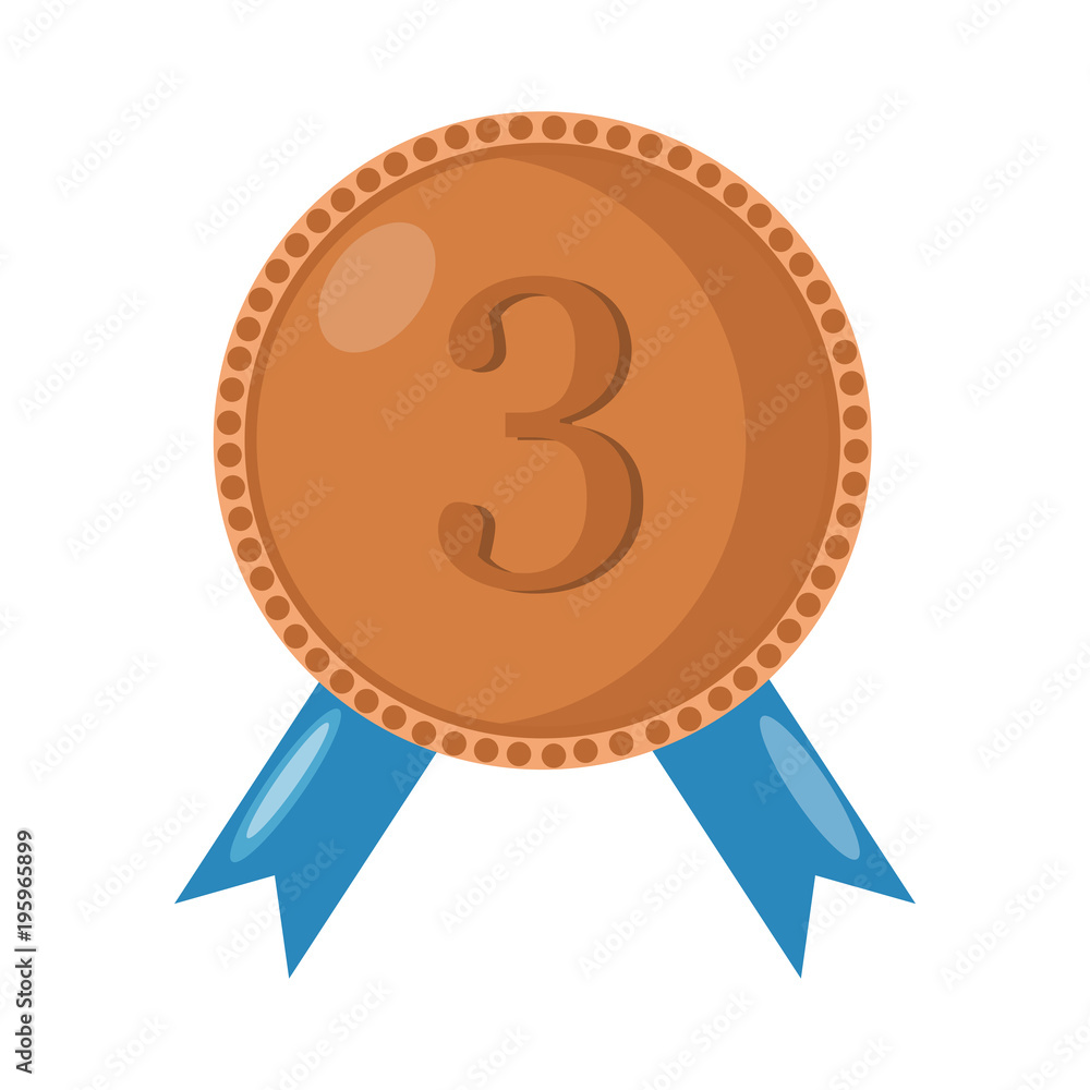 Bronze medal for third, 3rd place. Trophy, winner award isolated on