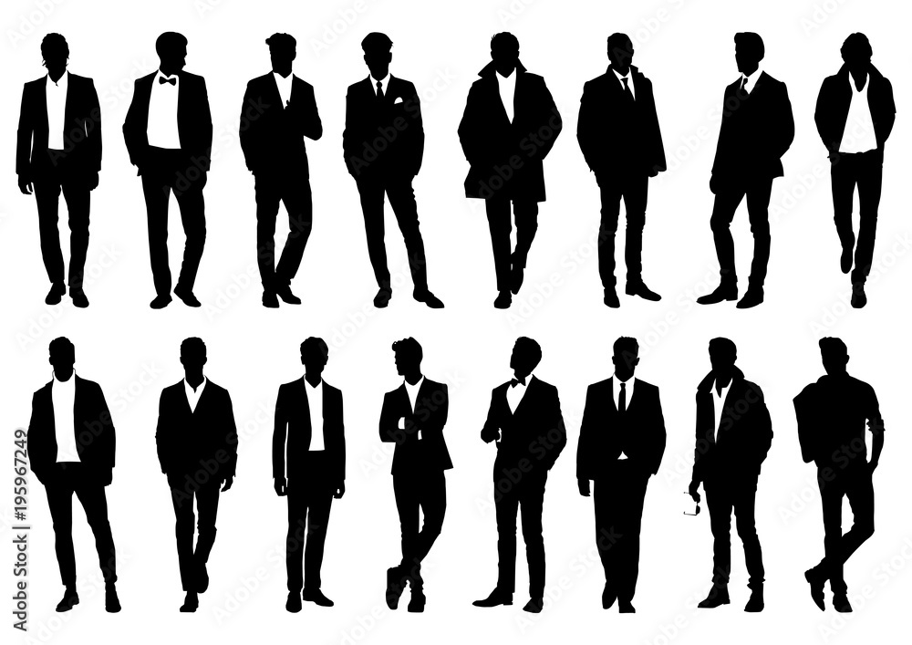 silhouette of a man in a classic suit Stock Vector