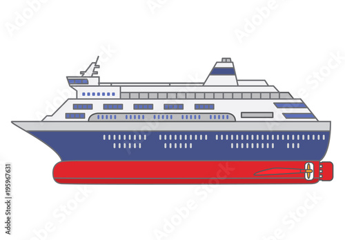 Cruise ship liner in flat style a vector.
