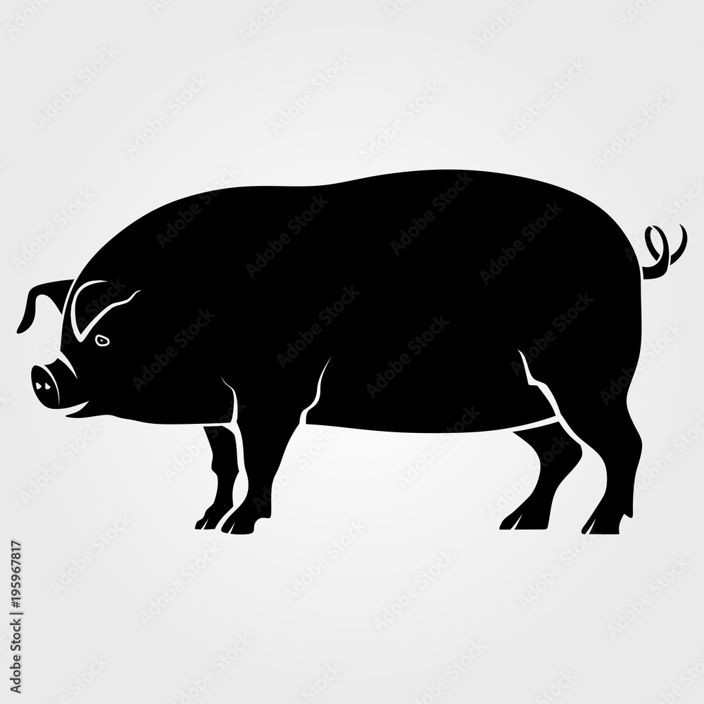 Fototapeta premium Pig icon isolated on white background.