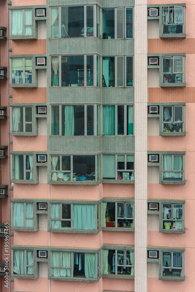 Windows of apartmens in Hong Kong, China