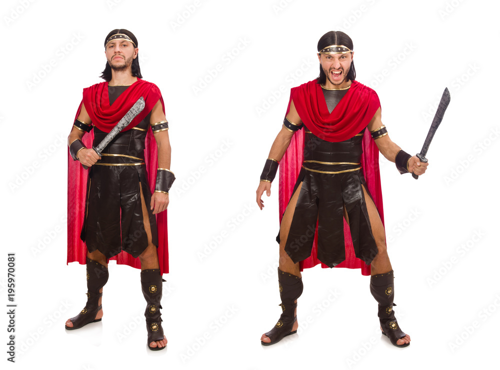 Gladiator with sword isolated on white Gladiator with sword isolated on white