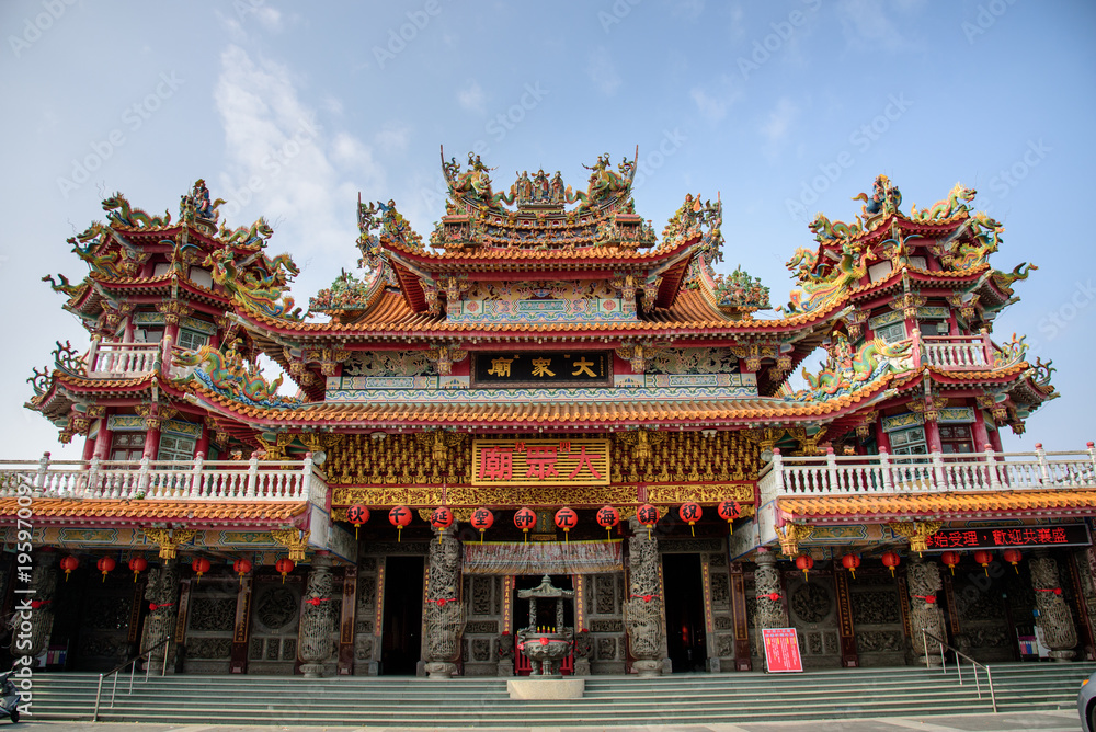 Taiwan ,Tainan Sicao - March 9: Sicao Dazhong Temple ,the chinese word on the temple is Taiwan ,Tainan Sicao - March 9: Sicao Dazhong Temple ,the chinese word on the temple is