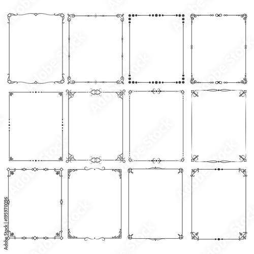 Retro classic elegant frame borders vector set for certificate and invitation design