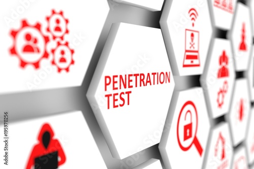 PENETRATION TESTconcept cell blurred background 3d illustration