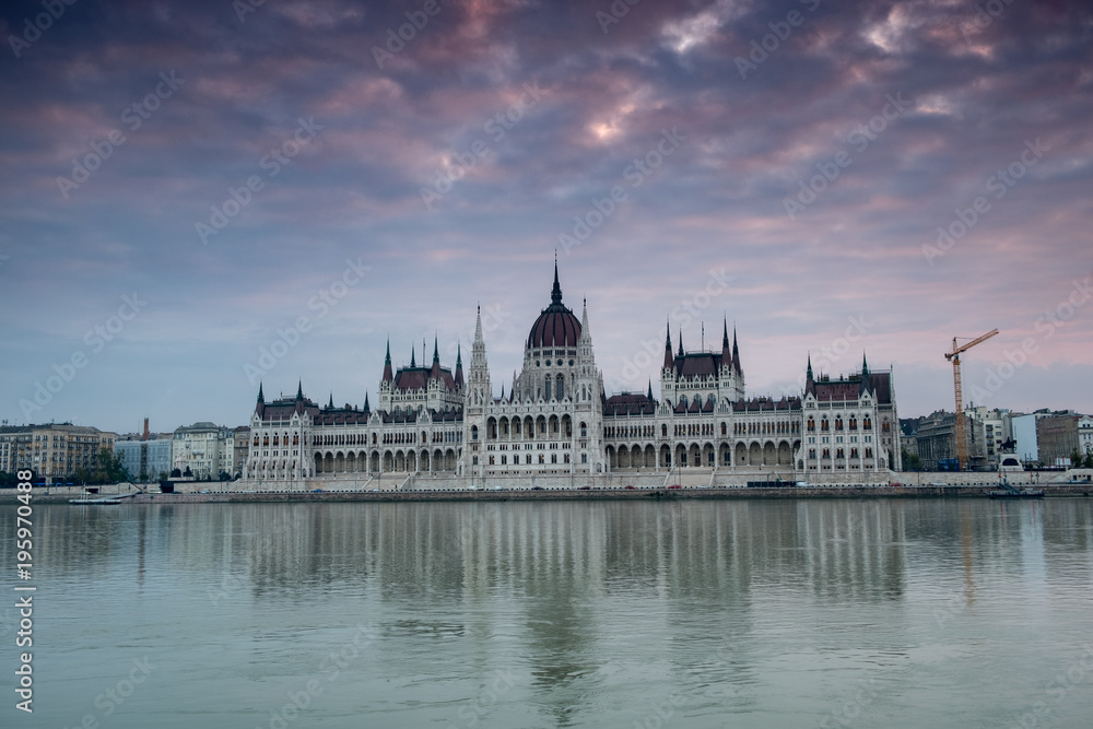 Dawn twilight shot of the Hungarian Parliament Dawn twilight shot of the Hungarian Parliament