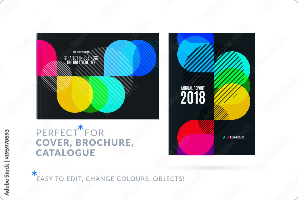 Fototapeta premium Creative design of business brochure set, abstract horizontal cover