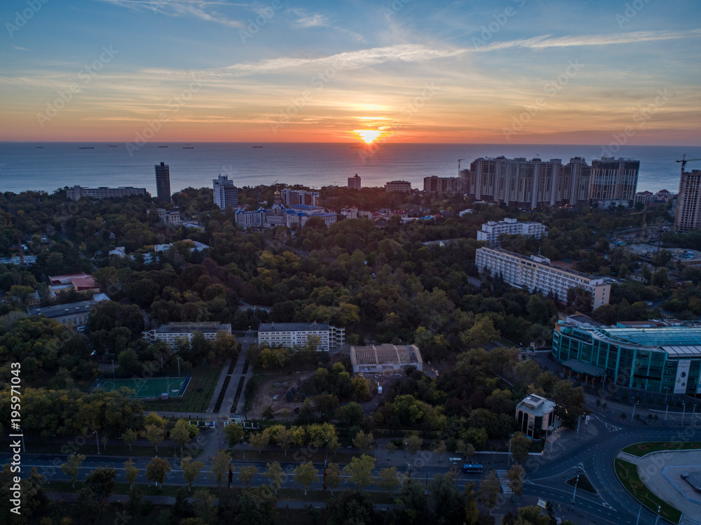 Aerial shot of Victory Park in Odessa