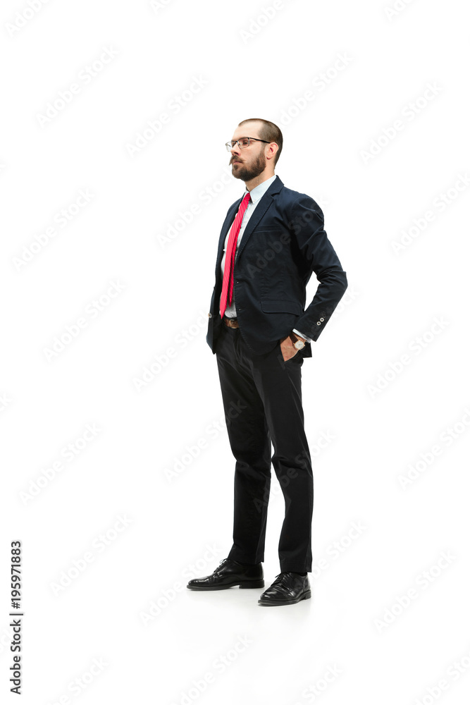 Full body portrait of businessman with folder on white Full body portrait of businessman with folder on white