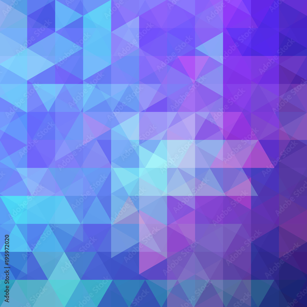 Fototapeta premium Triangle vector background. Can be used in cover design, book design, website background. Vector illustration. Blue, purple colors.