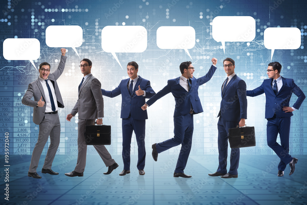 Businessmen with callout bubble blank message Businessmen with callout bubble blank message