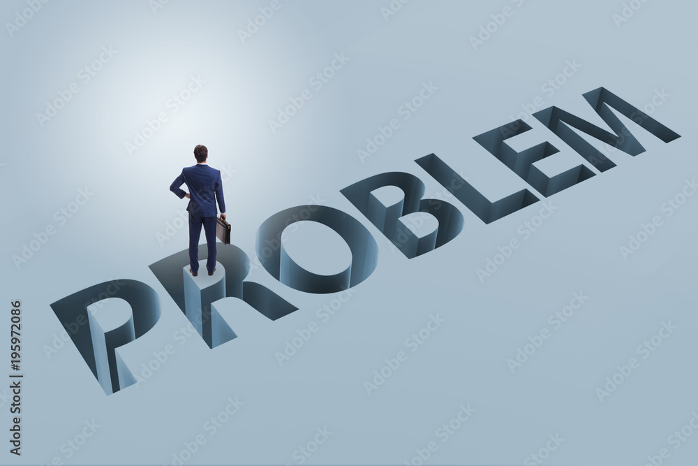 Fototapeta premium Businessman overcoming business financial problem