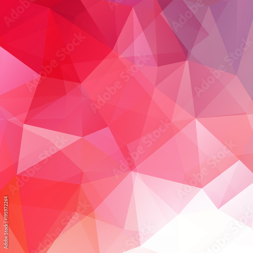 Geometric pattern, polygon triangles vector background in red, white tones. Illustration pattern