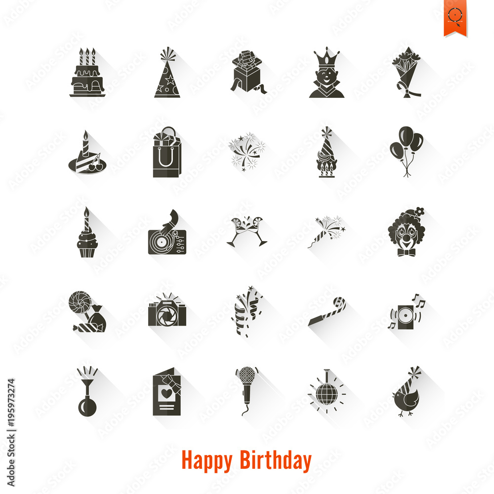 Happy Birthday Icons Set Happy Birthday Icons Set