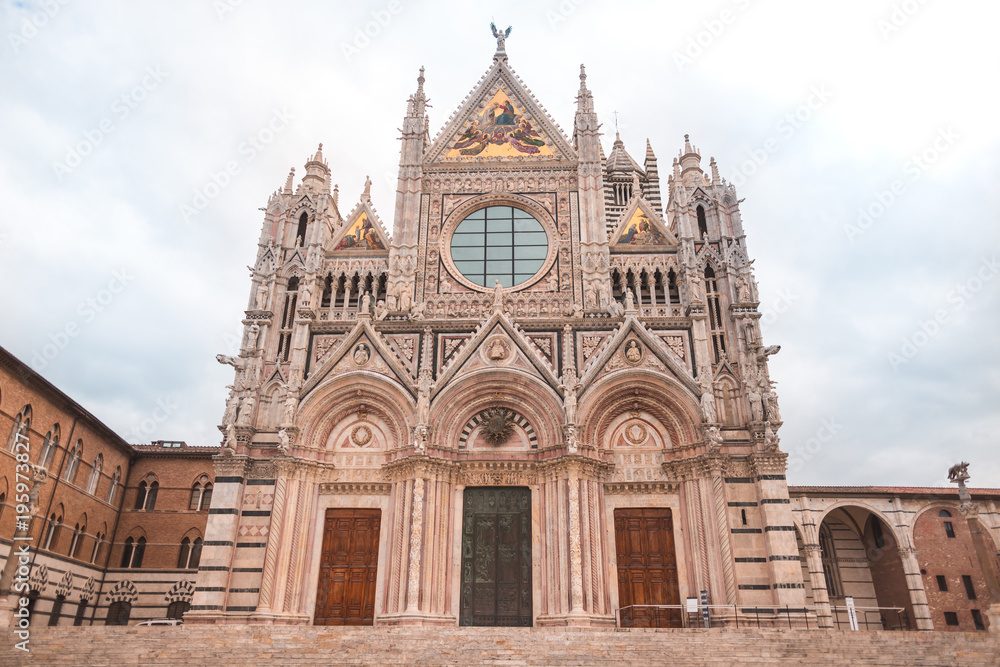 French Gothic architecture facade of Siena Cathedral