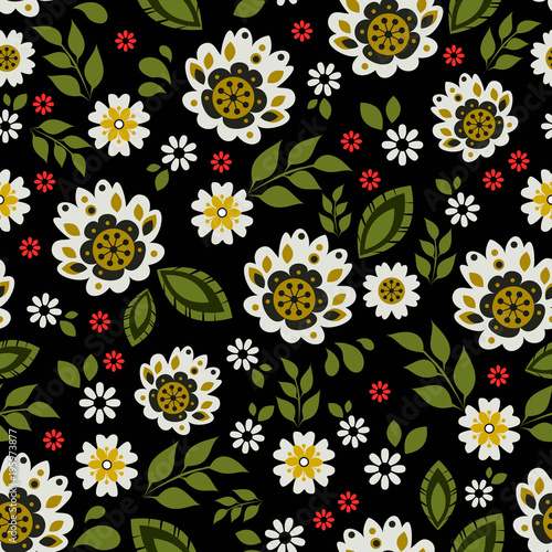 Polish floral folk pattern vector