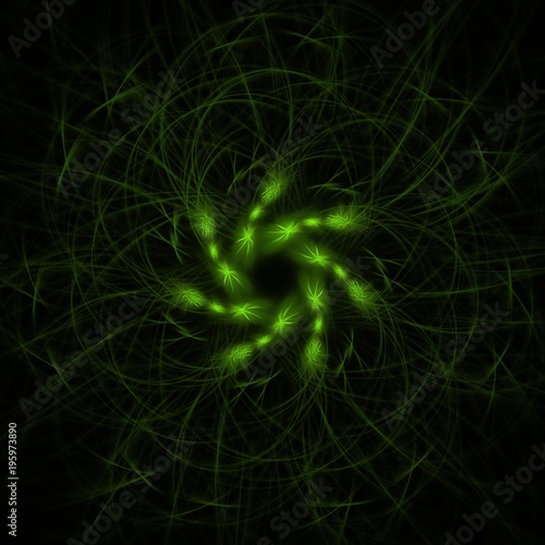 Abstract fractal green star shapes background