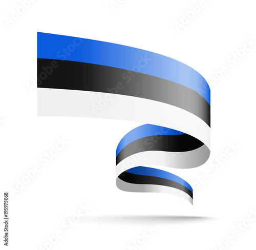 Estonia flag in the form of wave ribbon.