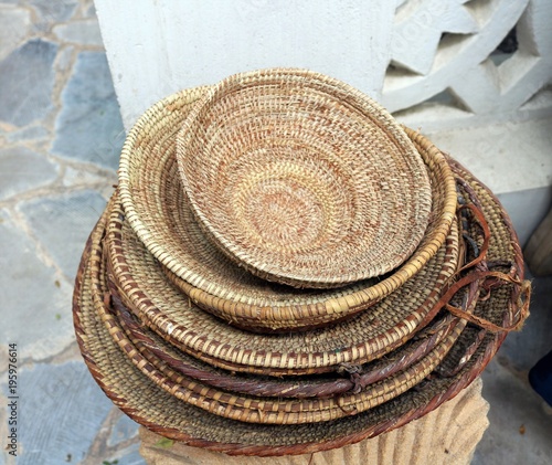Photos Traditional Arabic wicker baskets.