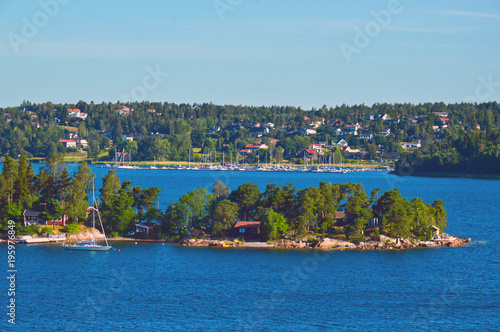 Swedish settlements on islets of Stockholm Archipelago in Baltic Sea, Sweden photo