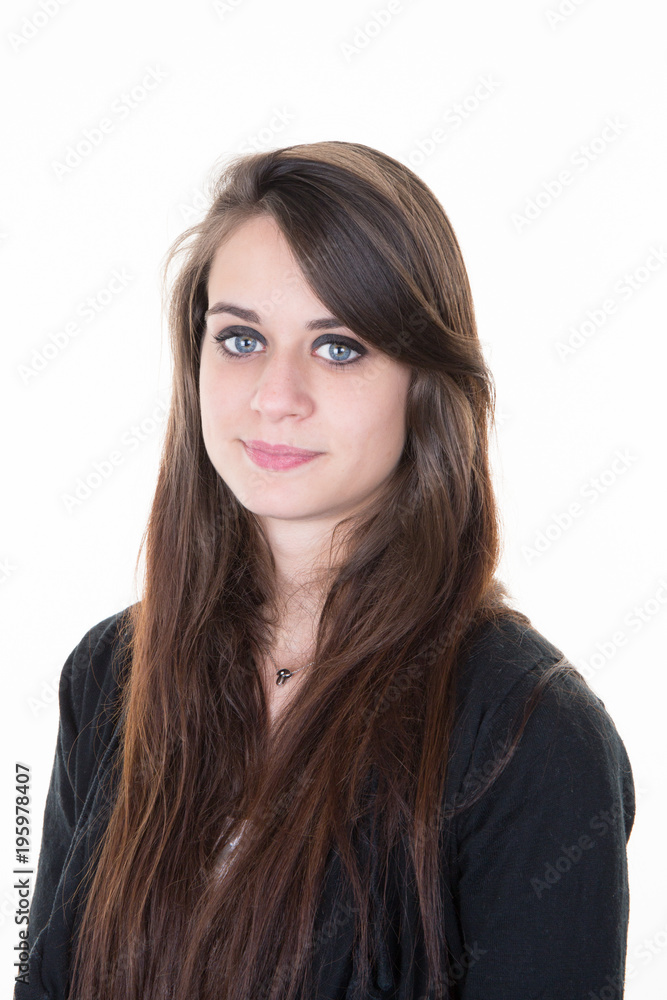 Portrait of a pretty woman posing isolated on a white background Portrait of a pretty woman posing isolated on a white background