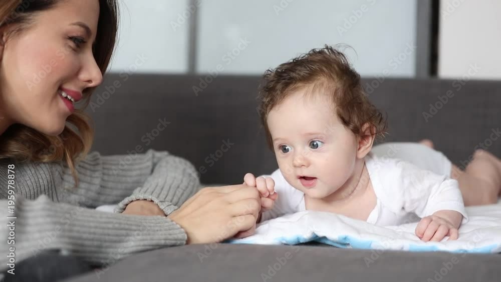 Mother have a fun with a child at home Mother have a fun with a child at home