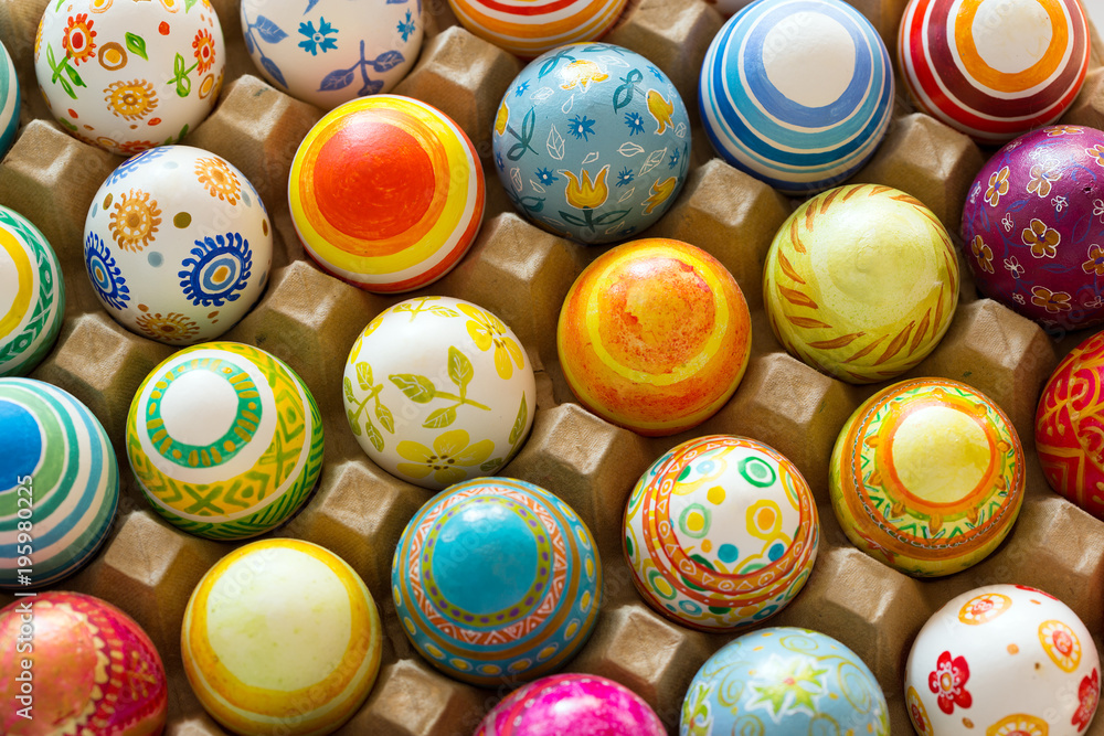 Obraz premium Easter eggs hand painted