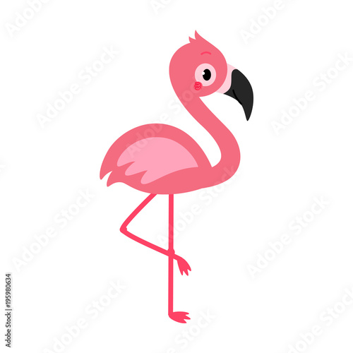 Adorable flamingo in flat style.