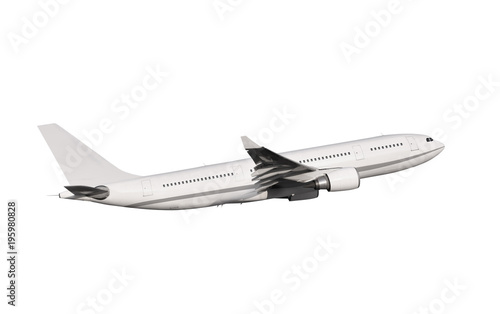 commercial airplane on white background
