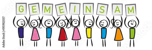 Menschen mit Schildern - Gemeinsam